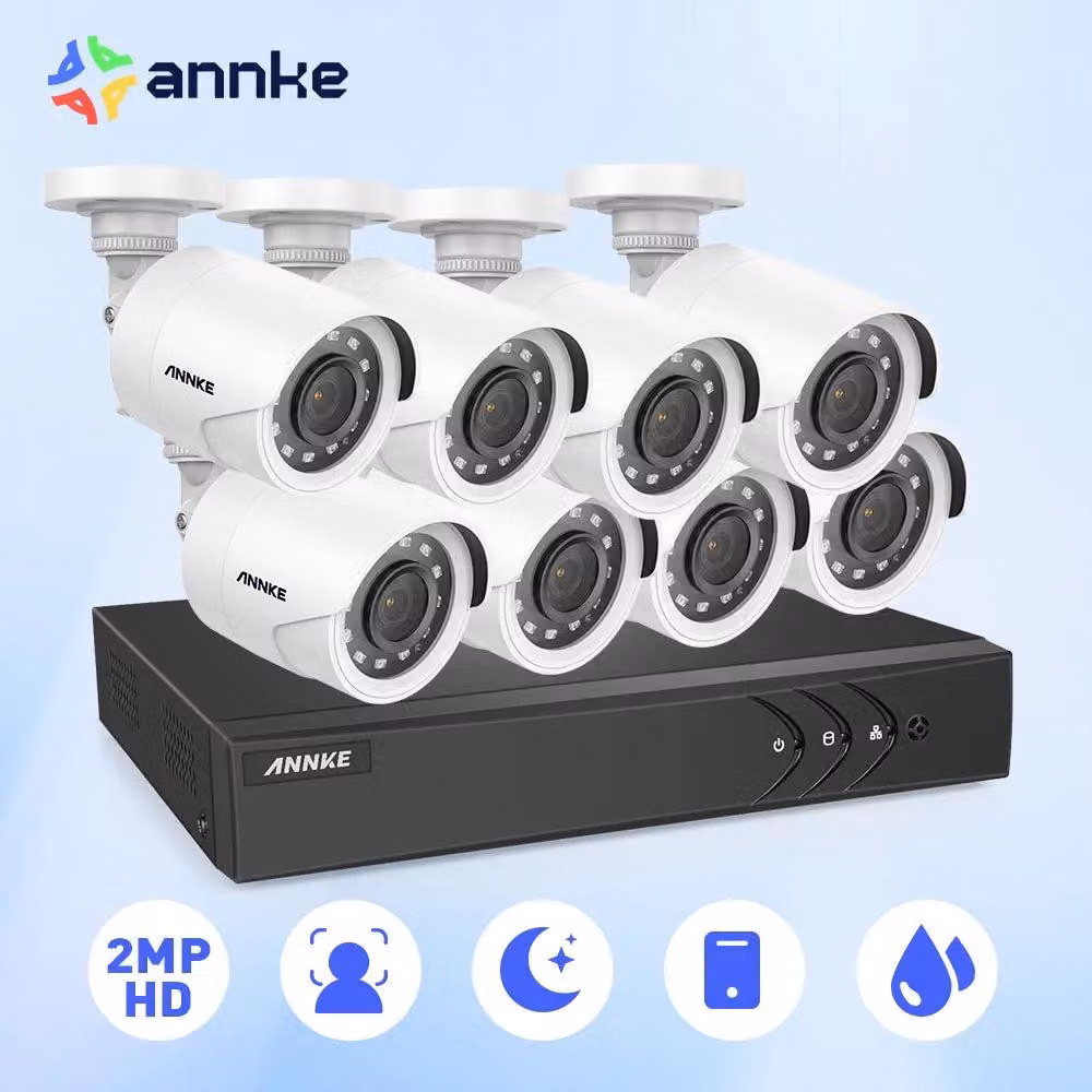 Sistema di sicurezza a 8 canali con risoluzione 5MP, dotato di 8 telecamere da esterno resistenti all'acqua, con compressione H.265+ e visione notturna