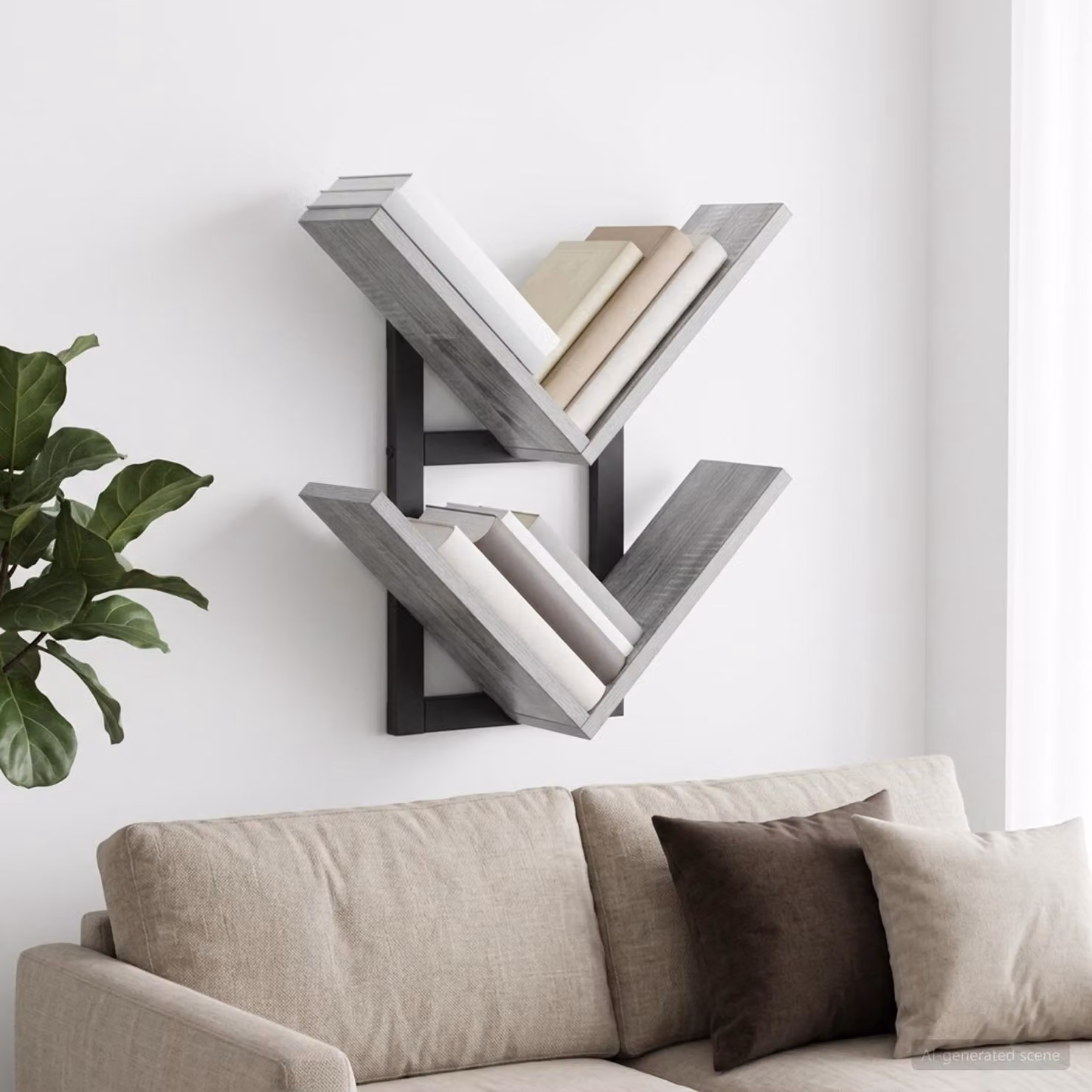 vidaXL Mensola a muro moderna in MDF grigio L: 43 cm, P: 15 cm, H: 47 cm