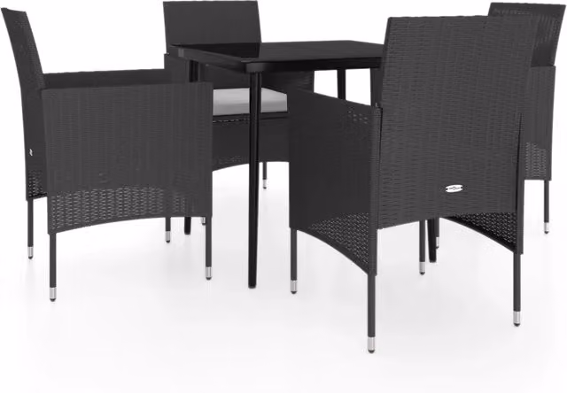Set da Pranzo da Giardino 5 pz | Set Salotto da Giardino con Cuscini Nero