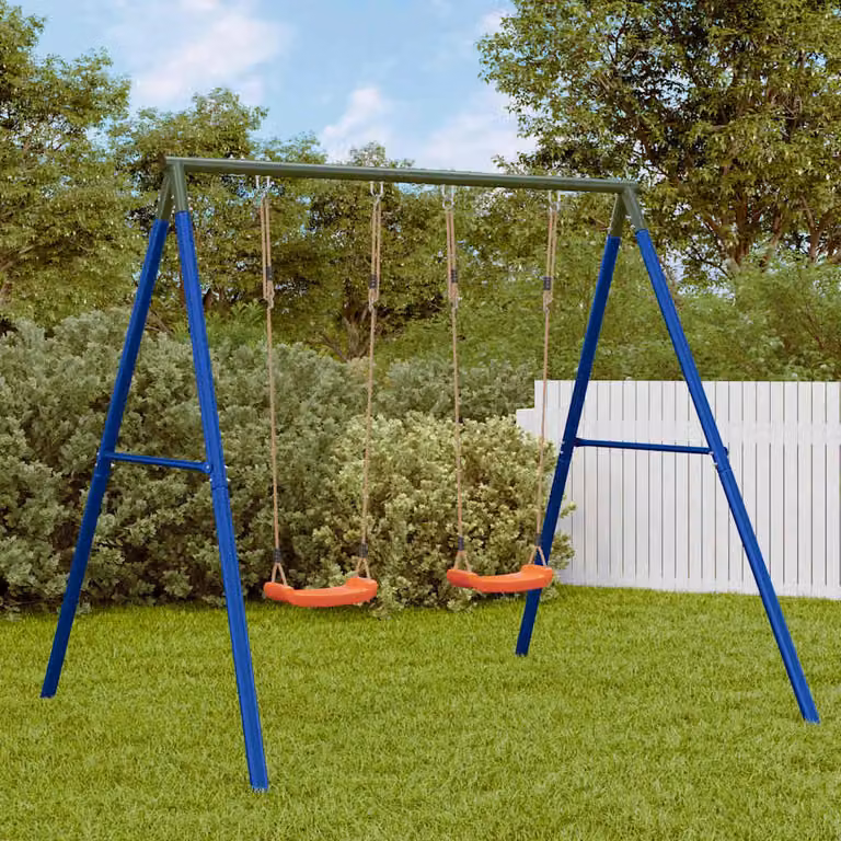 Set di 2 altalene da esterno vidaXL regolabili in altezza in metallo e plastica multicolore H: 206 cm, L: 185 cm, P: 185 cm