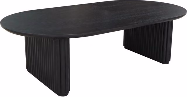 Tavolino ovale moderno Sweeek in legno di rovere nero opaco