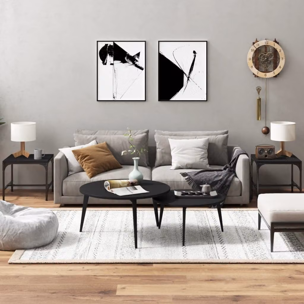 vidaXL Tavolini 2 pezzi neri 40x40x35 cm in legno - Tavolino - Tavolini - Tavolino - Tavolo