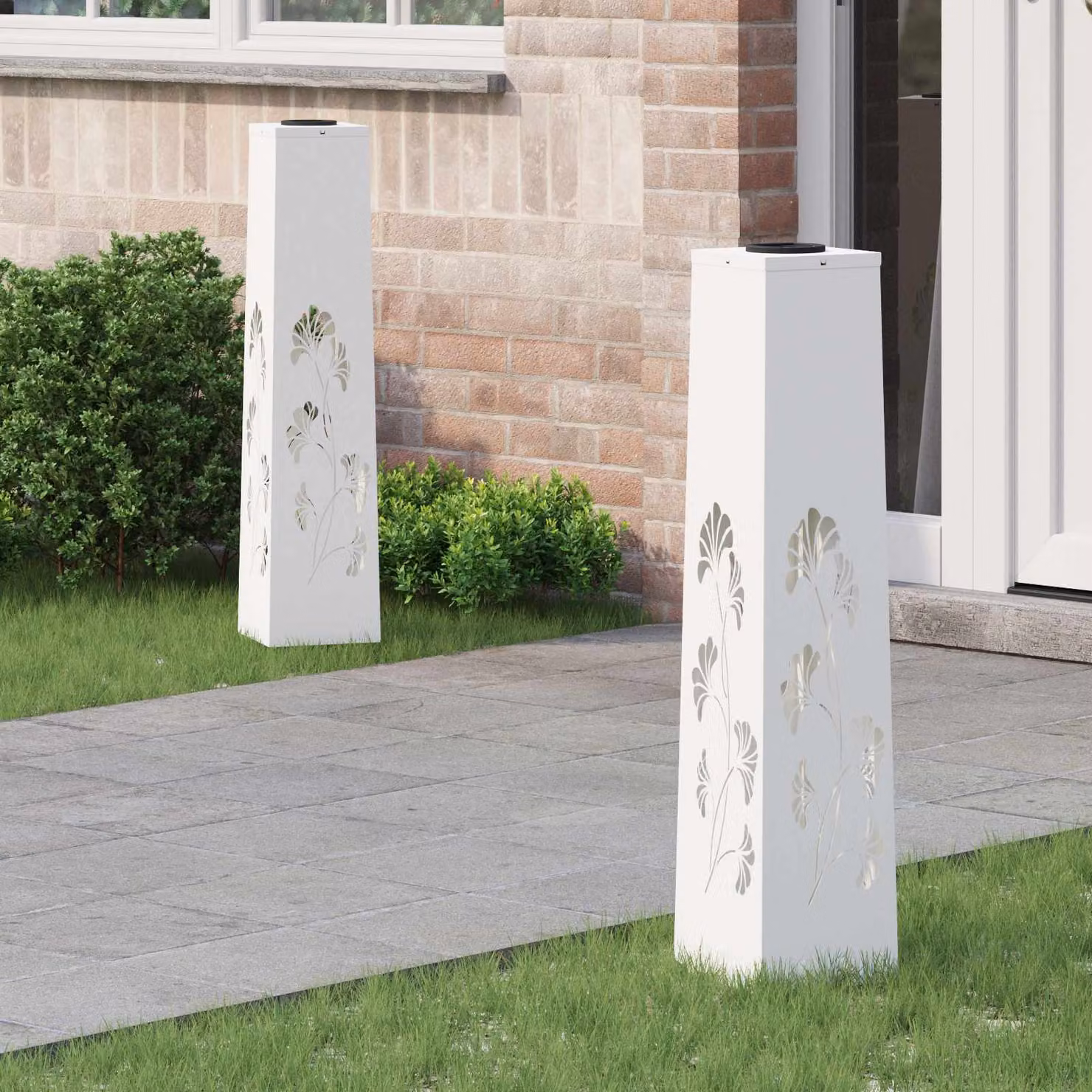 Set di 2 faretti LED solari vidaXL per sentieri e giardino, luce bianco caldo, L/P/H: 18 x 18 x 80 cm