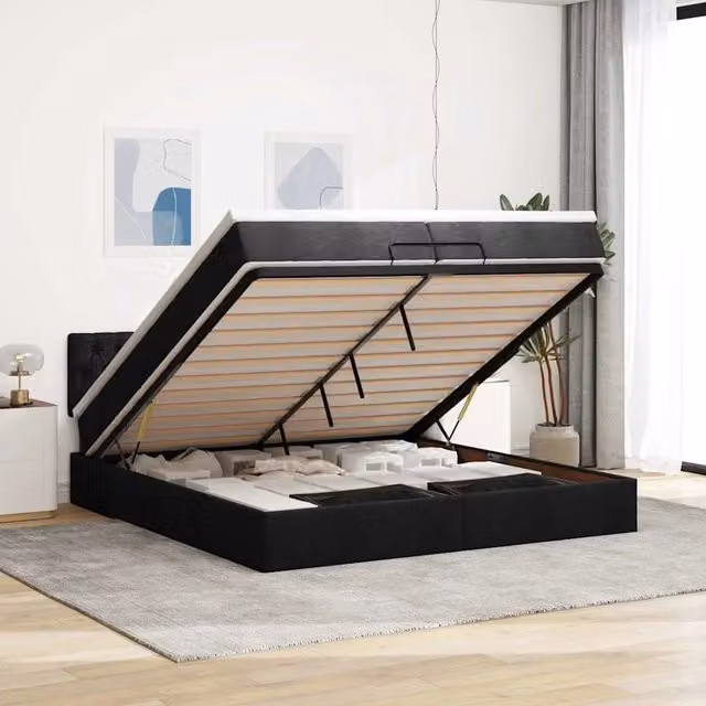 Struttura Letto Pouf con Materasso 80x200 cm in Tessuto 3313143