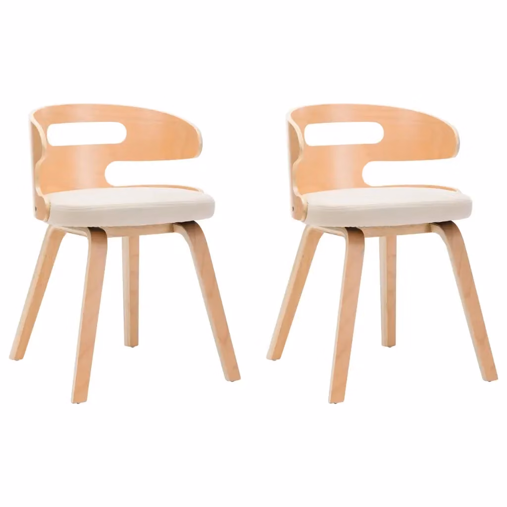 Set di 2 sedie da pranzo vidaXL in legno curvato e similpelle color crema e marrone – 2