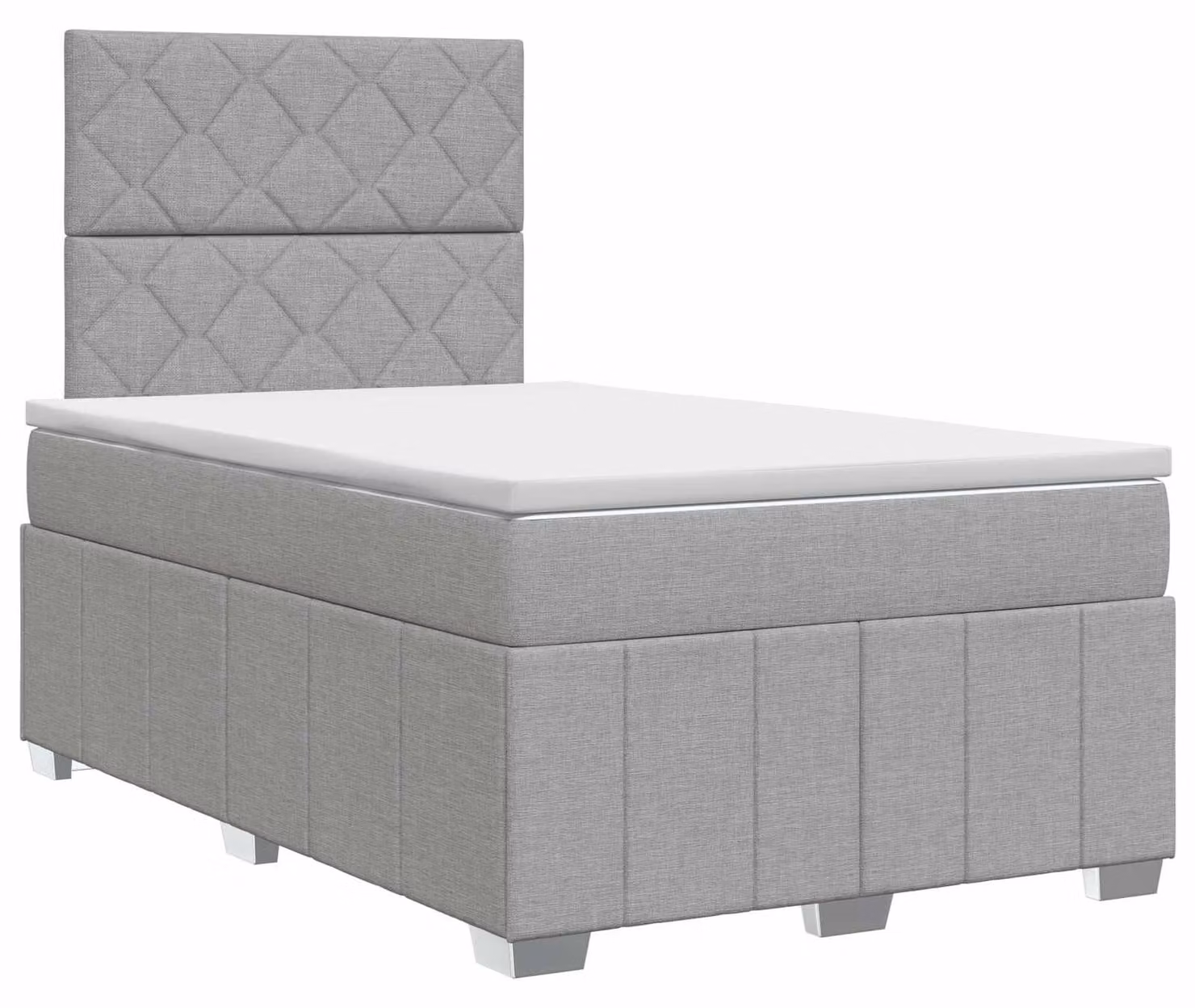 Letto a molle con materasso grigio chiaro 120 x 190 cm in tessuto