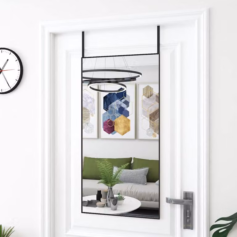 Specchio da porta vidaXL nero in vetro e metallo, L: 50 cm, H: 100 cm