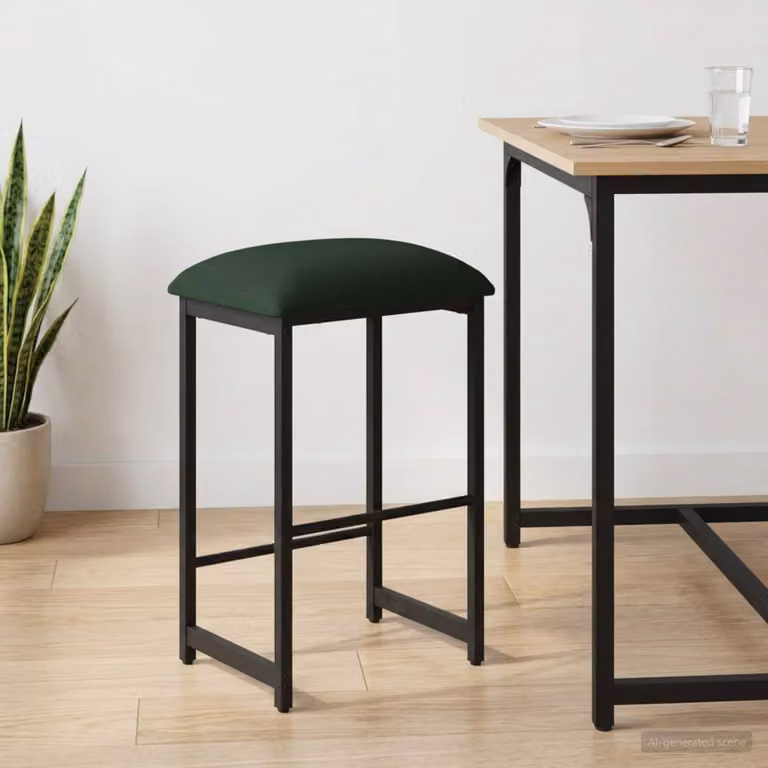 Sgabello da bar vidaXL Verde con seduta in tessuto e struttura in metallo L 40 cm x P 32 cm x H 74 cm
