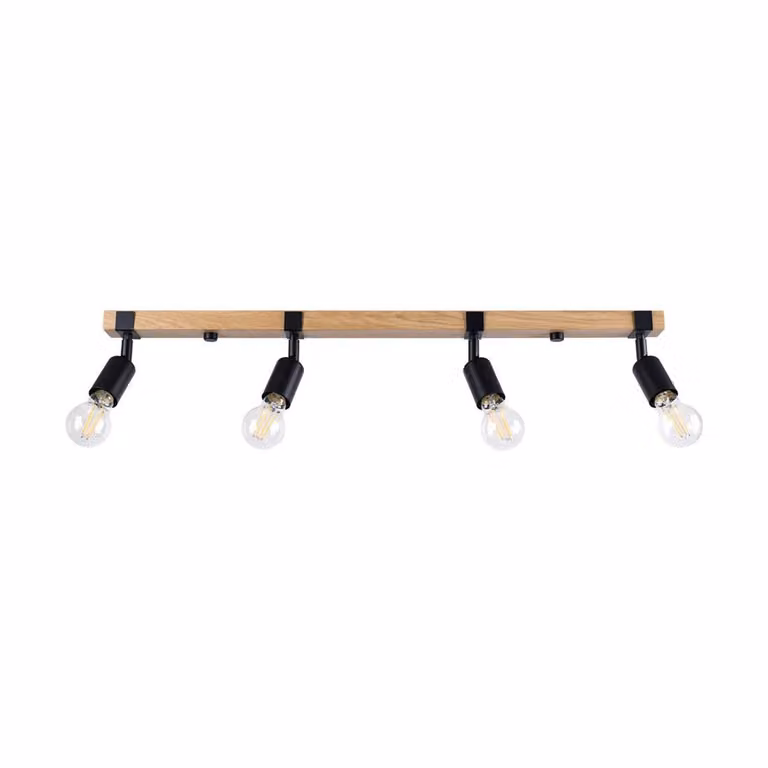 Lampada da soffitto ZUCA 4 nero 4xE27 15W acciaio/legno 14x15x89cm Sollux Lighting
