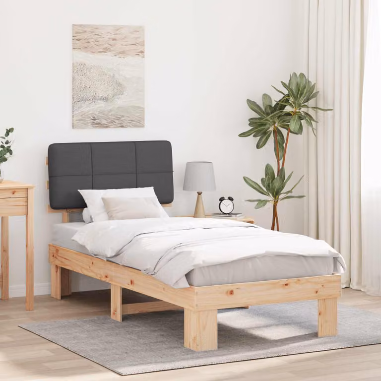 vidaXL Letto con Testiera Rivestita Naturale e grigio scuro