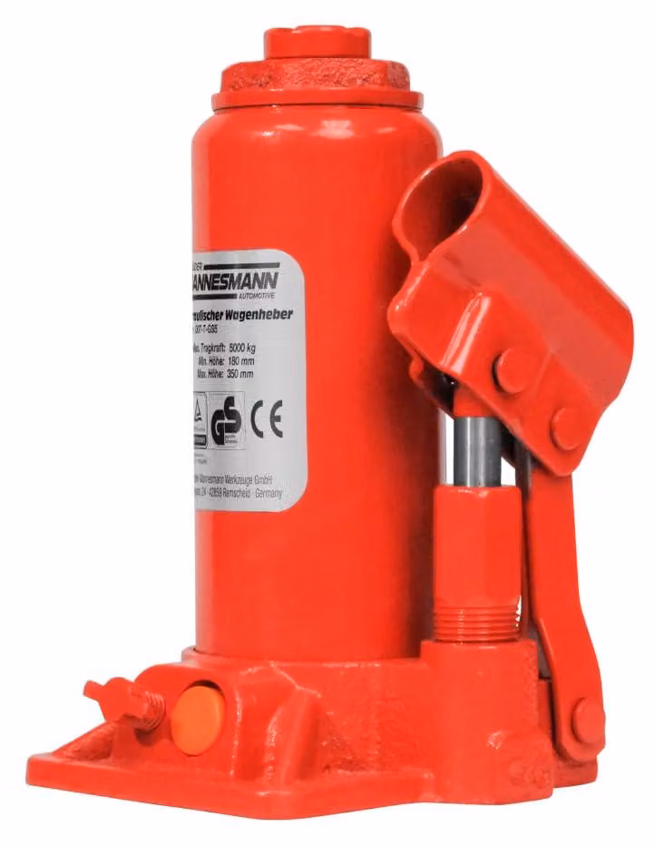 Sollevatore idraulico per bottiglie, portata 5 tonnellate, colore rosso, dimensioni 20x20x11 cm