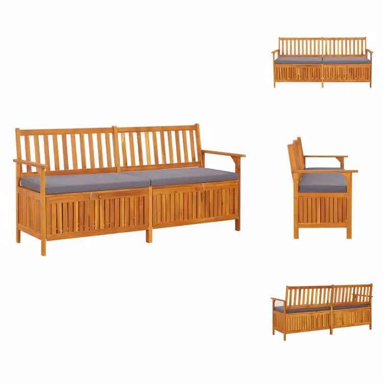 vidaXL Panca con cuscini 170 cm in legno massiccio di acacia - Panche da giardino