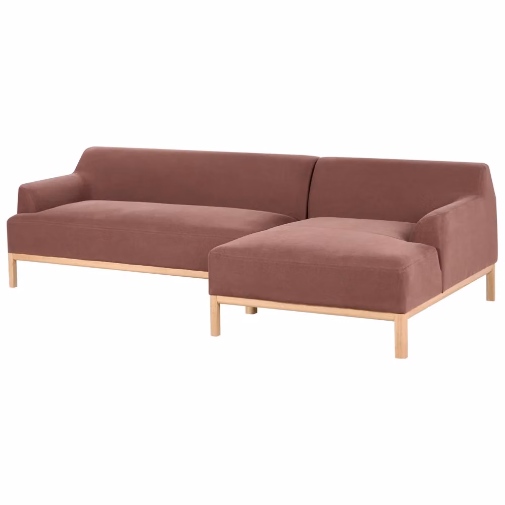 Divano angolare 3 posti BELIANI in tessuto rosso con struttura in legno e gambe in rubberwood, lato destro, L 251 x P 132 x H 74 cm – 2