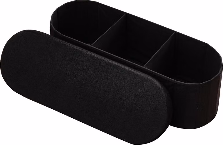 Pouf con contenitore - Pouf pieghevole/poggiapiedi - Imbottito - Portata massima 299 kg - 38 x 38 x 28 cm - Nero