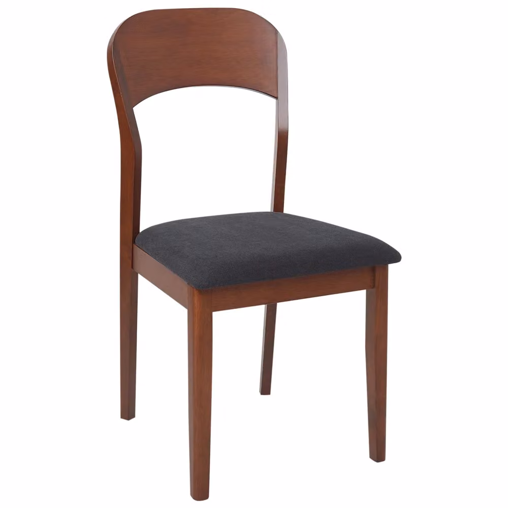 Set di 2 sedie da pranzo imbottite BELIANI in stile classico, colore marrone scuro e nero, struttura in legno di gomma laccato. L/P/H: 48 x 53 x 90 cm – 2