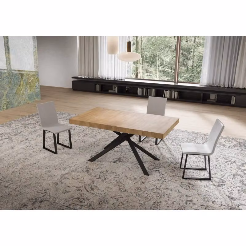 Tavolo allungabile moderno ITAMOBY Niket con piano in noce e telaio antracite L/P/H: 160-244 x 80 x 77 cm – 2