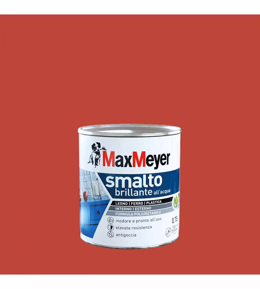 MaxMeyer Smalto Poliuretanico Brillante all'Acqua - Rosso Ciliegia - 0,75 l