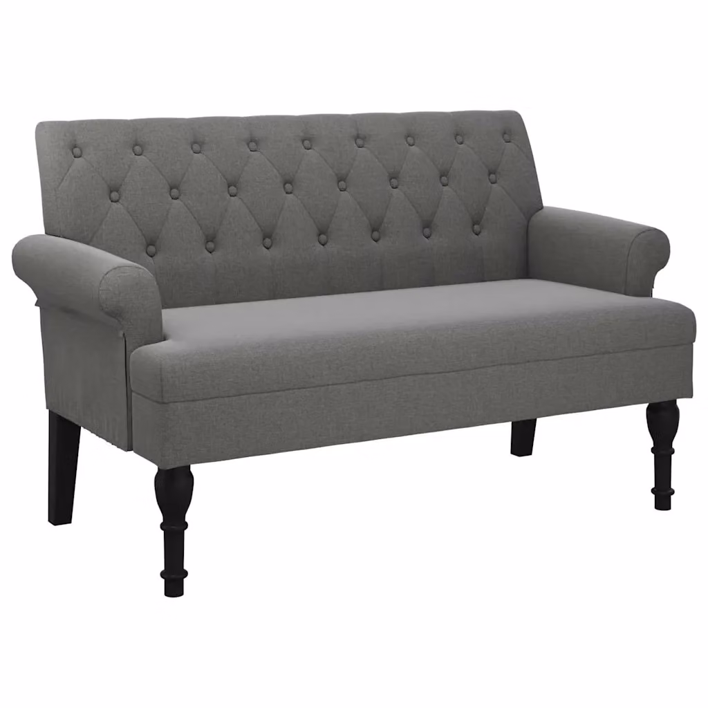 Panca con schienale Design Mania in tessuto grigio, L: 120 cm, P: 62 cm, H: 75,5 cm – 2