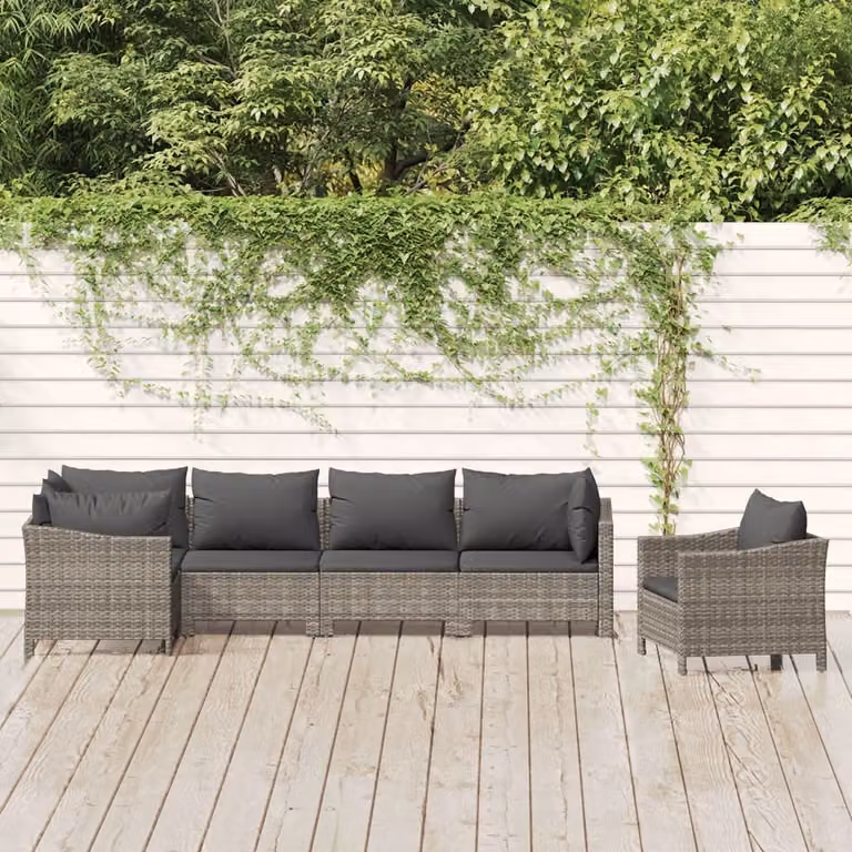 Maison Exclusive - Set Divani da Giardino 6 pz con Cuscini in Polyrattan Grigio
