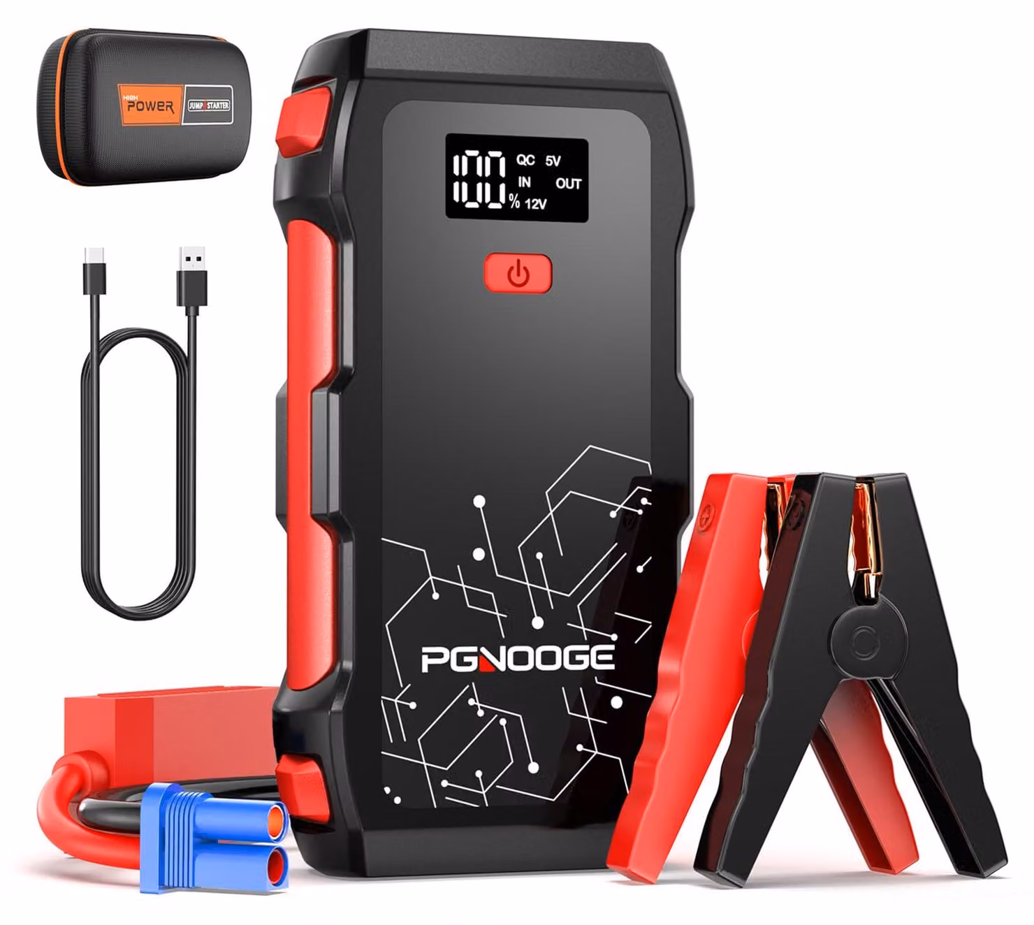 Avviatore di emergenza per auto, 6000A di corrente di picco, capacità di 26800 mAh, 12 Volt, batteria al litio-polimero