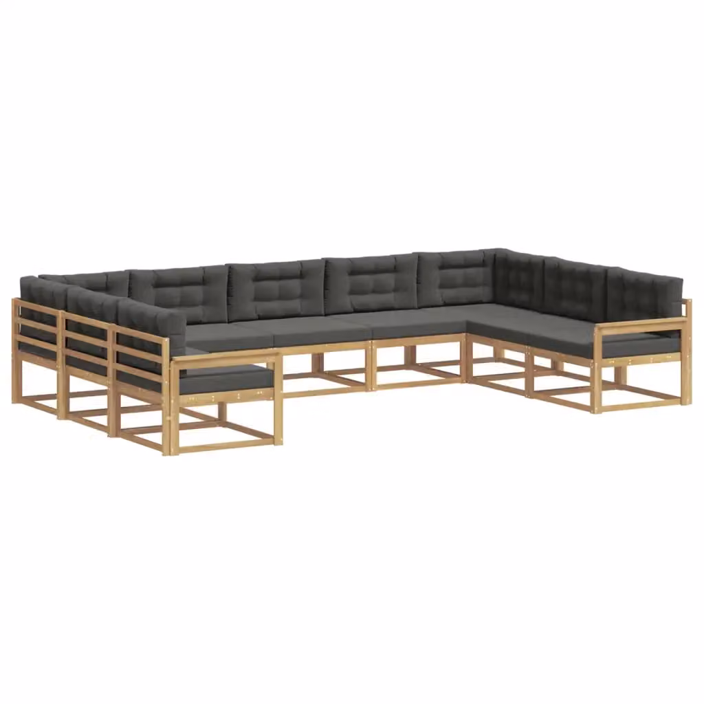 Set di divani da esterno a L vidaXL in legno di acacia con cuscini, Bianco e Antracite – 2