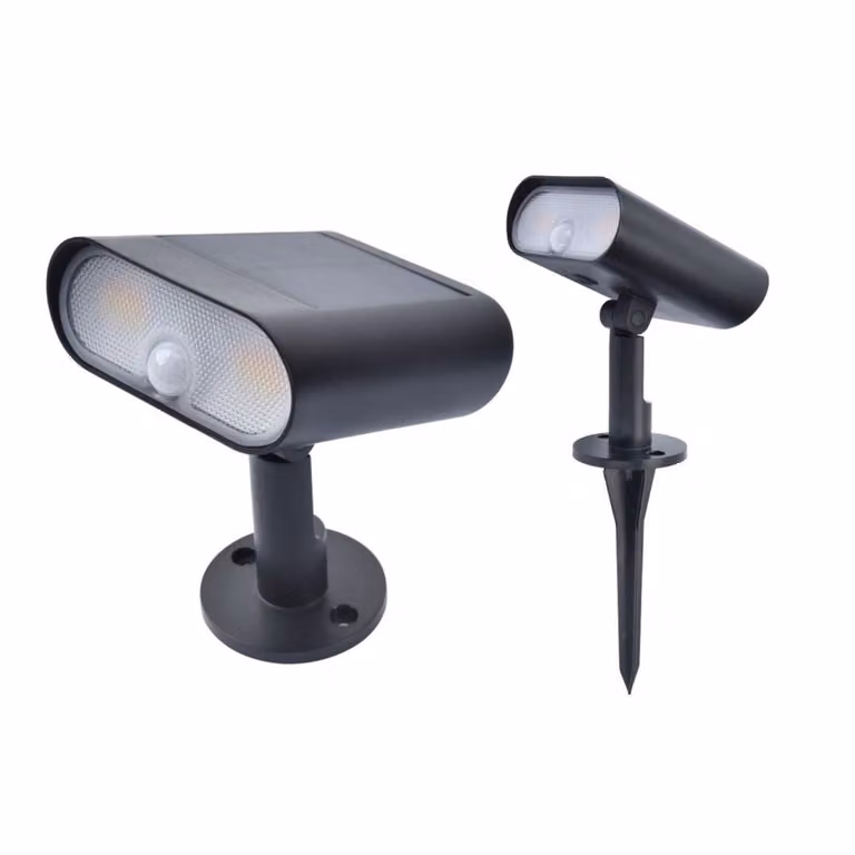 Faretto da giardino solare a LED orientabile, con rilevatore di movimento e cambio di colore RGB