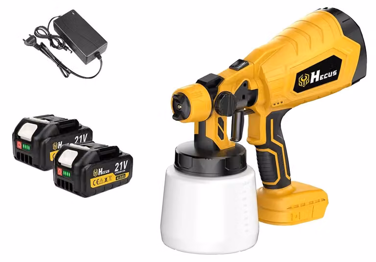 Pistola a spruzzo elettrica, capacità 1000 ml, 3 modalità di spruzzo, 2 batterie di grandi dimensioni, spina EU da 100-240V