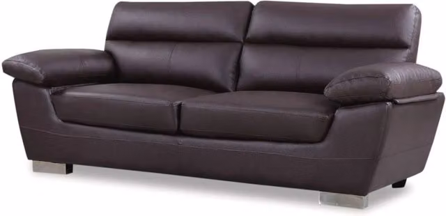 Divano 3 posti DALLAS in pelle rigenerata e PVC colore cioccolato con design moderno per il tuo soggiorno