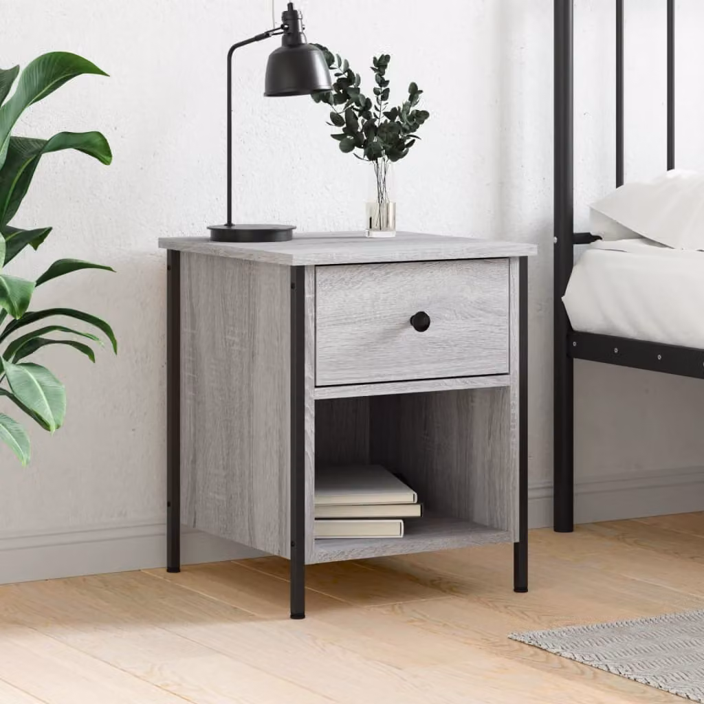 Comodino vidaXL in legno multistrato grigio Sonoma, stile moderno, L 40 cm x P 42 cm x H 50 cm