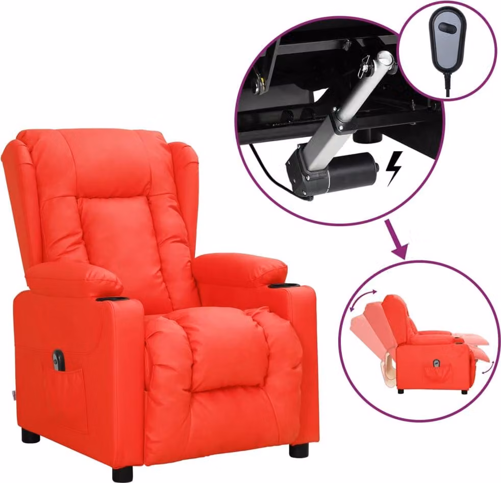 vidaXL Recliner elettrico in Pelle finta rossa
