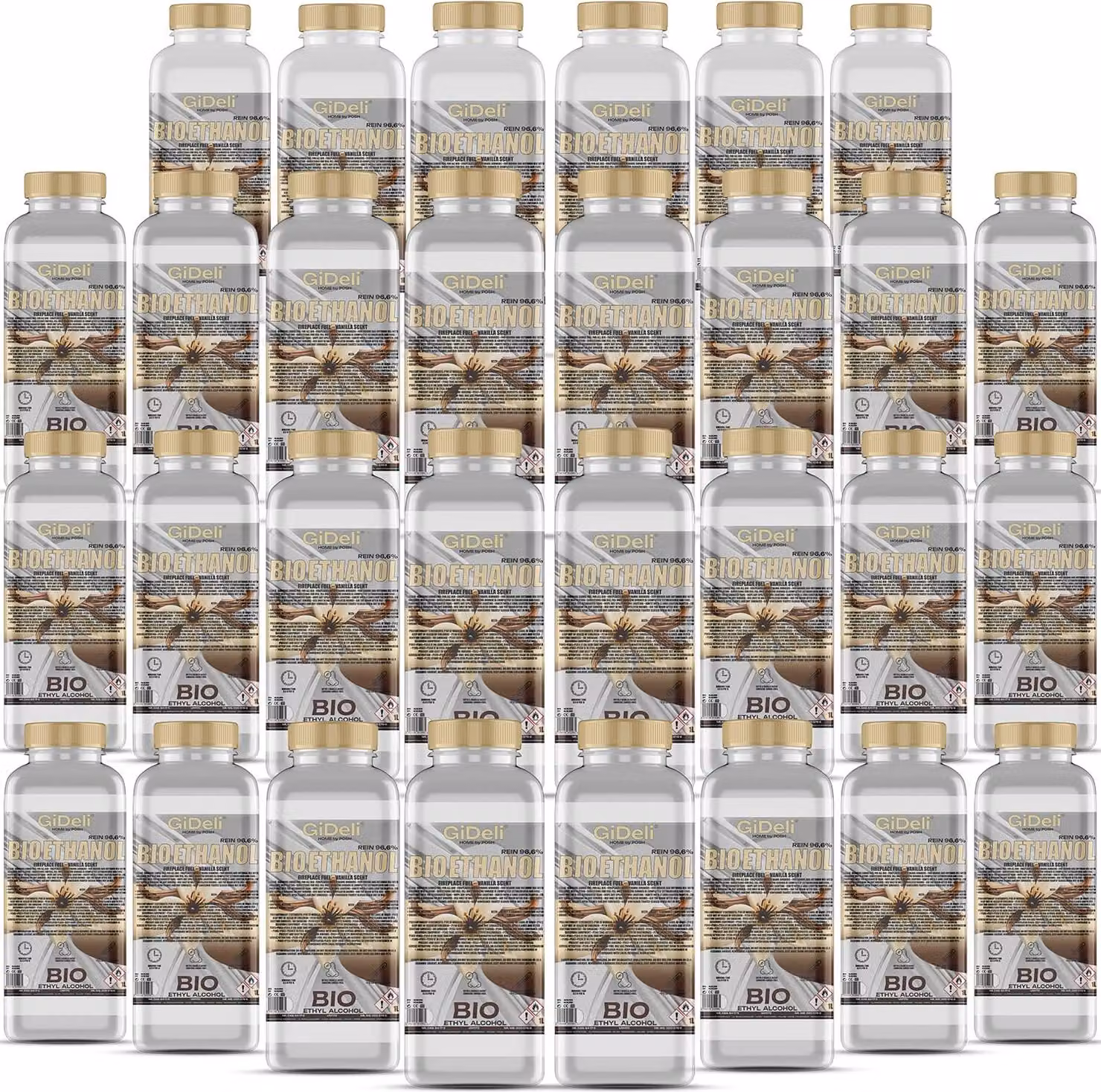 Bioetanolo profumato alla vaniglia 96,6% 30L per caminetti Universale Senza fumo Senza fuliggine GiDeli
