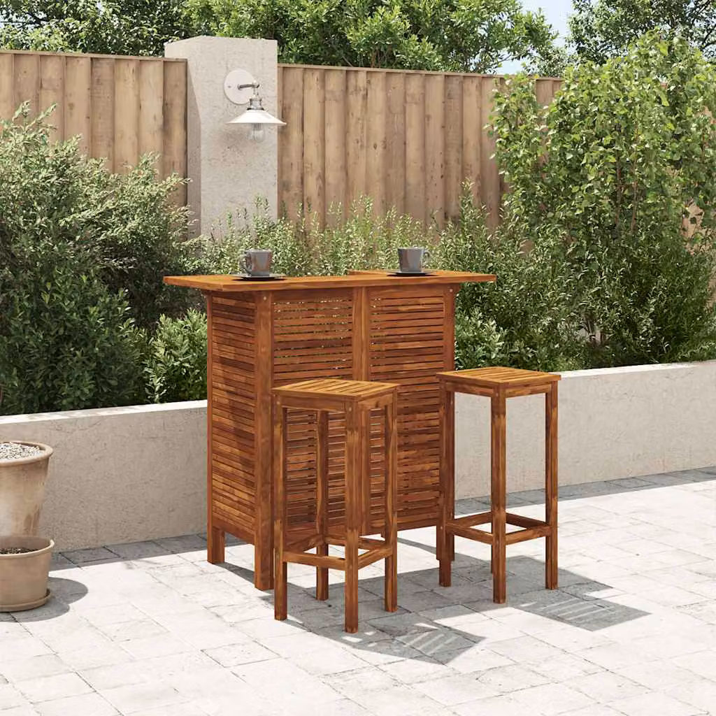 vidaXL Tavolo da Bar Rettangolare in Legno di Acacia Naturale Marrone L: 110 cm, P: 50 cm, H: 105 cm – 1