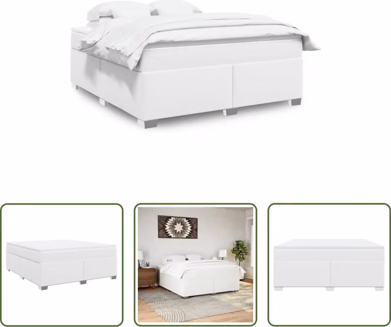 The Living Store Letto a molle con materasso bianco 180x200 cm in Pelle finta
