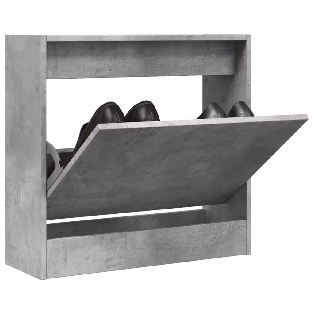 Scarpiera moderna vidaXL in legno MDF grigio opaco con vani a ribalta, L: 60 cm, P: 21 cm, H: 57 cm