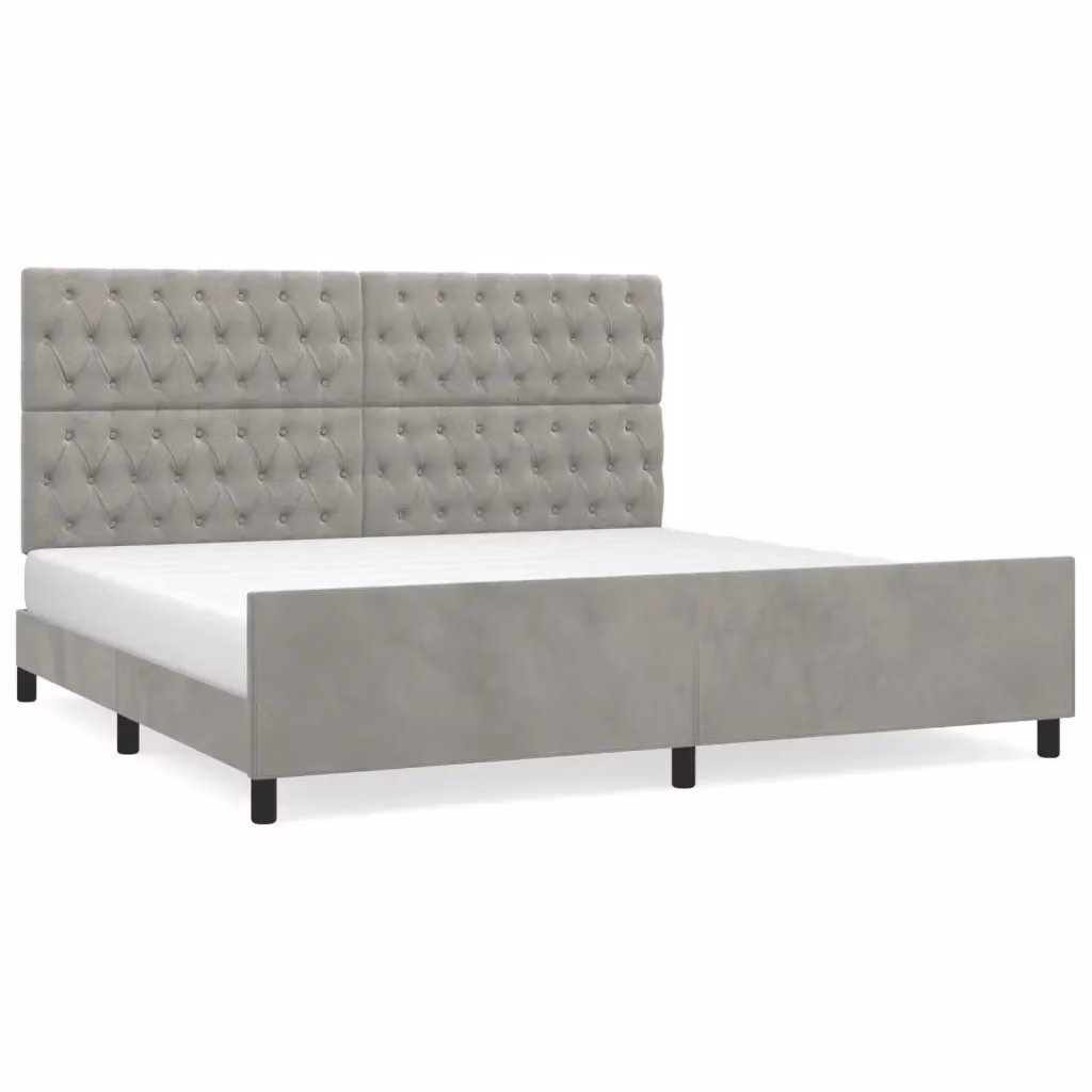 Giroletto vidaXL in Velluto Grigio Chiaro con Struttura in Legno L 200 x P 200 cm – 2