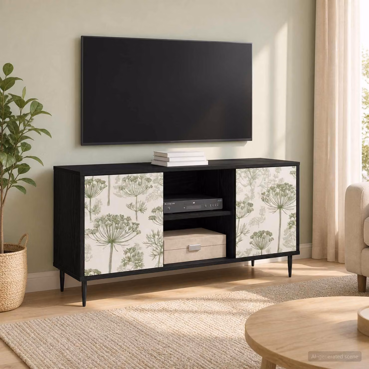 vidaXL Mobile TV GOTHA Carrello per TV moderno in Rovere Nero L: 102 cm, P: 33 cm, H: 51 cm