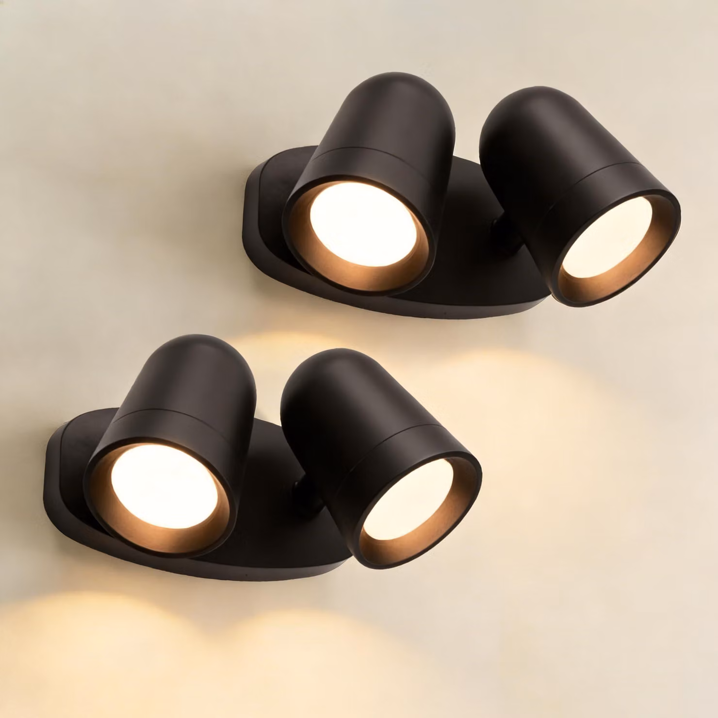Lampada da parete esterna, confezione da 2, orientabile a 330°, attacco GU10, grado di protezione IP65, alluminio, colore nero