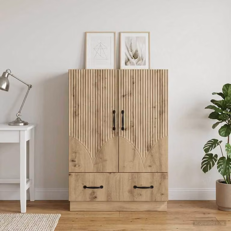 vidaXL Credenza Moderna in Legno e Metallo Marrone L: 66 cm, P: 34,5 cm, H: 92 cm