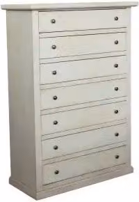 cassettiera settimino in legno Shabby chic bianco anticato 7 cassetti