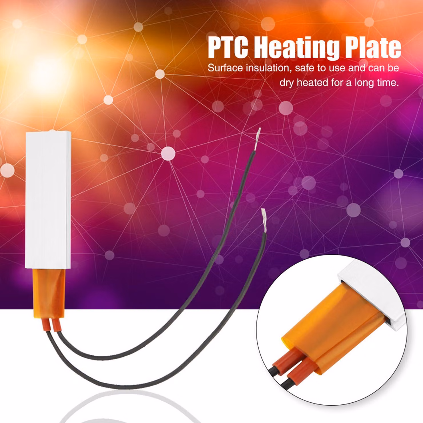 12V 70℃ Alloggiamento in alluminio Elemento riscaldante PTC riscaldatore termostato a piastra