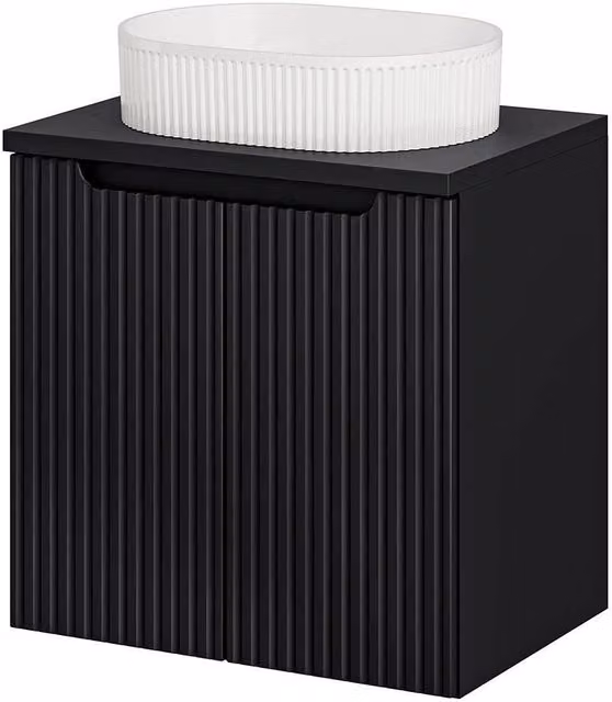 Mobile da Parete Sottolavabo NEWPORT a 2 Ante con Lavabo Ovale 60x71x40 cm - Nero [en.casa]