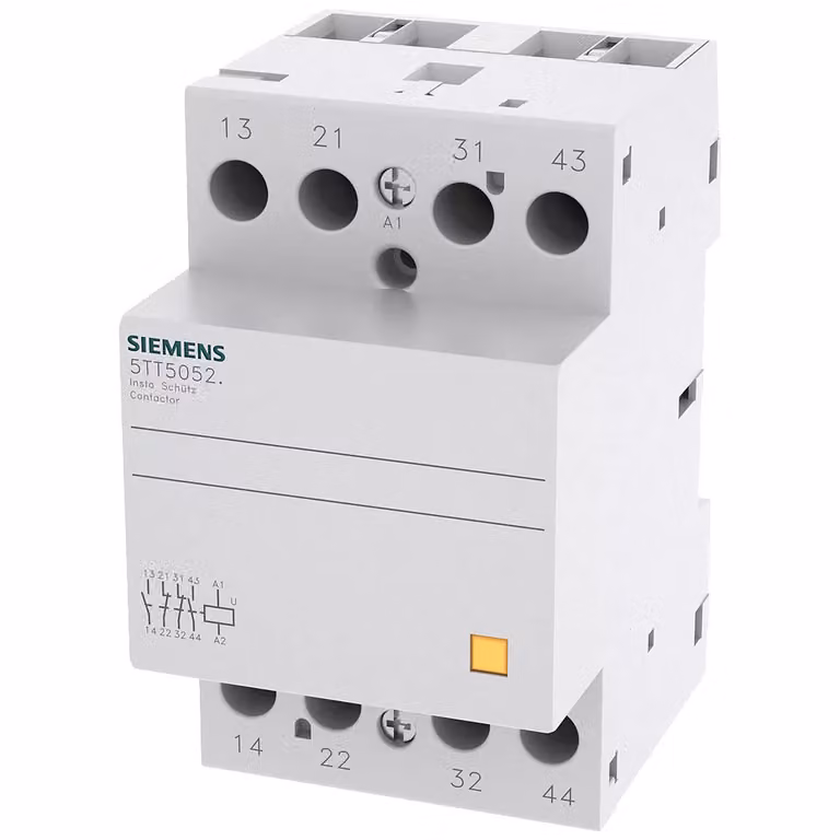 Contattore Siemens INSTA con 2 contatti normalmente chiusi e 2 normalmente aperti per CA 230 V, 400 V, 63 A, 5TT58520