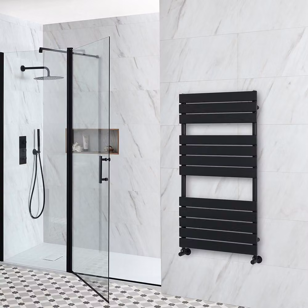 Scaldasalviette Design Nero 1200x600mm - Termoarredo Bagno - Stile Moderno - Lustro