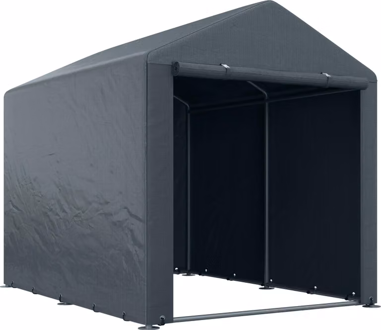Tenda garage Fortuna Lai, 1,6 x 2,18 x 1,72 m Tenda da magazzino con protezione UV, porta con cerniera, garage in pellicola idrorepellente per attrezzi da giardino
