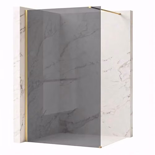 Rea - Parete Doccia Flexi, Oro Spazzolato 80, Walk-In Senza Piatto Doccia, Vetro Di Sicurezza Temperato Grigio 8mm, 120 X 80 X 195 cm