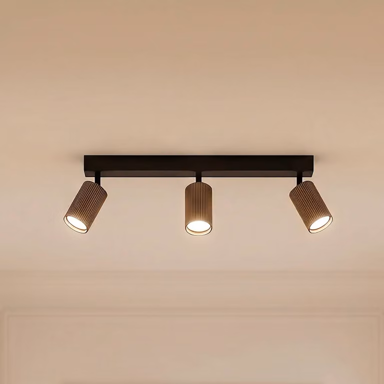 Faretto da soffitto Tune, a 3 luci, marrone, metallo, lunghezza 66 cm Tune TK Lighting, dimmerabile, Marrone / Ruggine, Soggiorno / Sala da pranzo, Alluminio, Faretto