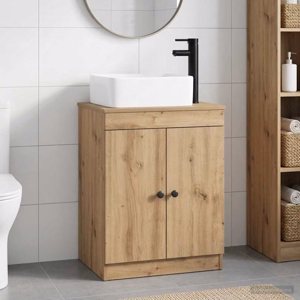 vidaXL Mobiletto da bagno moderno in legno marrone con ante a battente e ripiani interni L/P/H: 70 x 41 x 54 cm
