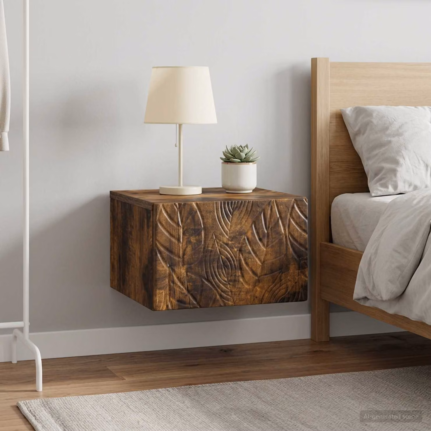 Set di 2 comodini sospesi vidaXL Rovere Fumo L 49 cm x P 34,5 cm x H 20 cm