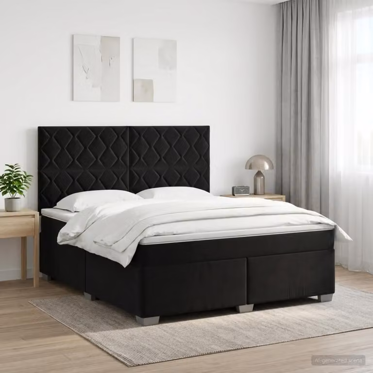 Maison Exclusive - Letto boxspring con materasso nero 140 x 190 cm in velluto