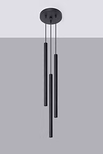 Lampada a sospensione, lampada a pendolo, lampada a soffitto, lampada da soffitto, acciaio, tre luci, 19,5 x 19,5 x 104 cm, colore pastello